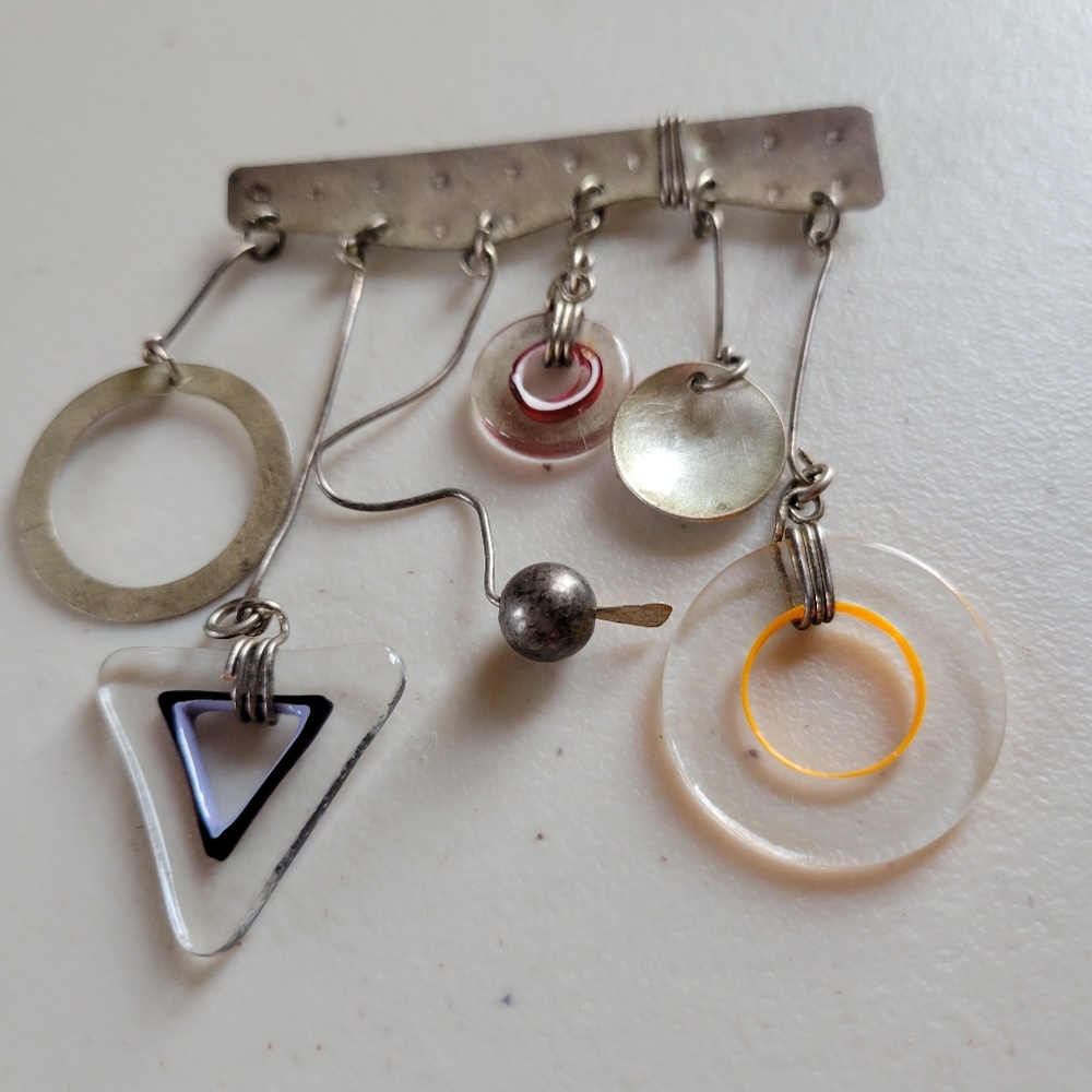 Contemporary Mixed Materials Brooch